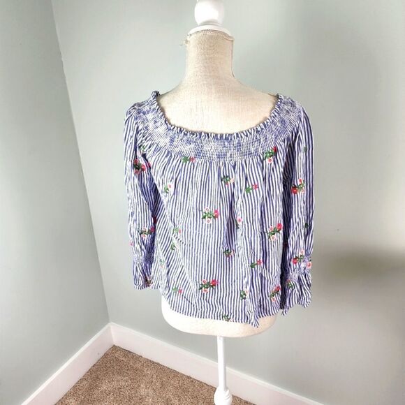 Miss ME WOMEN'S OFF OR ON SHOULDER TOP SIZE LARGE BELL SLEEVES PULLOVER - Picture 6 of 8
